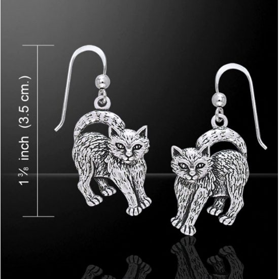 Witch Cats Silver Earrings