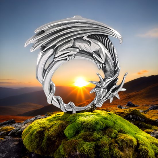Moon Dragon Silver Pendant