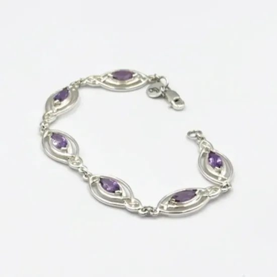 NÁRAMEK S BROUŠENÝMI AMETYSTY, de luxe, Ag 925