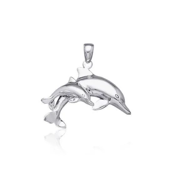 Dolphin Family Sterling Silver Pendant