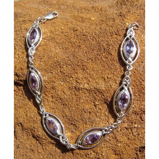 NÁRAMEK S BROUŠENÝMI AMETYSTY, de luxe, Ag 925