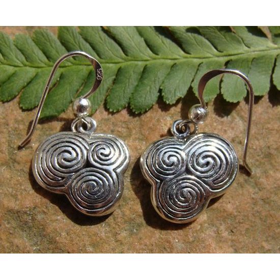 Newgrange Triple Spiral Sterling Silver Earrings