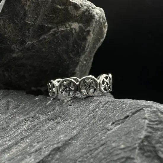 Silver Pentagram Pentacle Ring