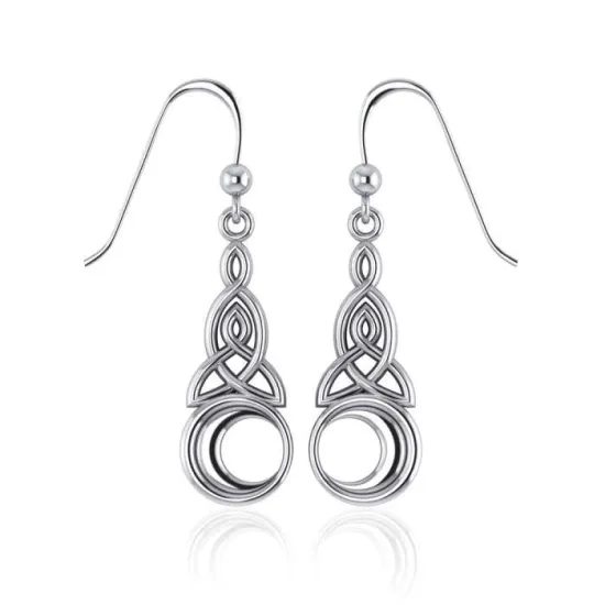 Celtic Moon Silver Triquetra Earrings