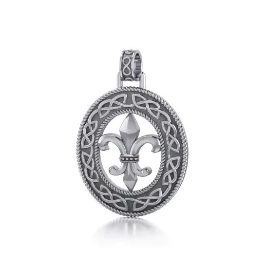 FLEUR DE LIS v keltském oválu, stříbrný šperk