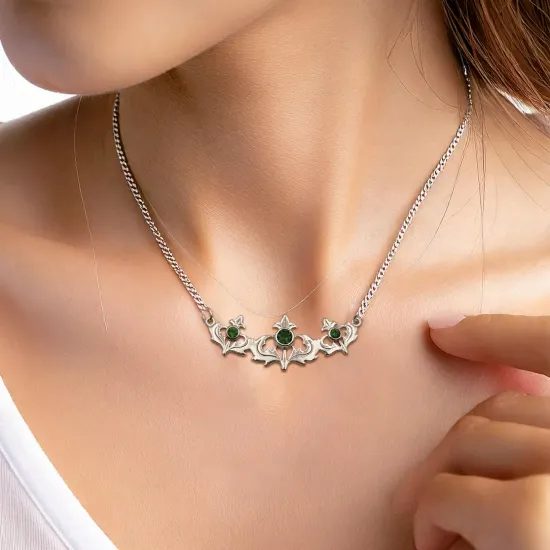 SKOTSKÝ BODLÁK, stříbrný náhrdelník, Ag 925