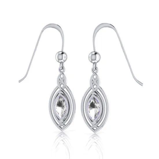 Celtic Silver Earrings with Cubic Zirconia