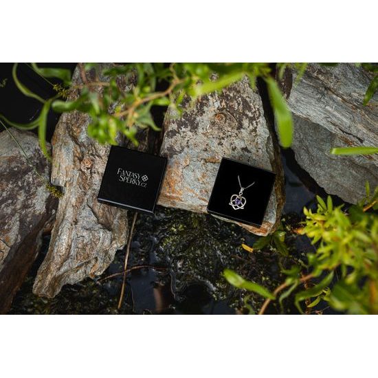 Keltské srdce s ametystem, stříbrný přívěsek