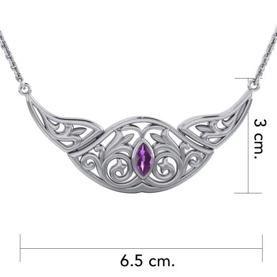 EAVAN, stříbrný náhrdelník s ametystem, Ag 925, 13 g