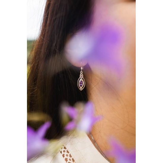 NÁUŠNICE S BROUŠENÝMI AMETYSTY, Ag 925