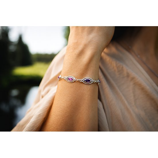 NÁRAMEK S BROUŠENÝMI AMETYSTY, de luxe, Ag 925