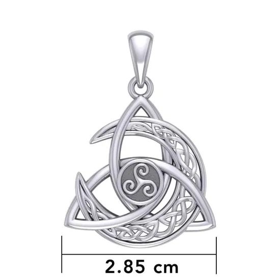 Stříbrný přívěsek Triquetra s keltským půlměsícem a triskelionem