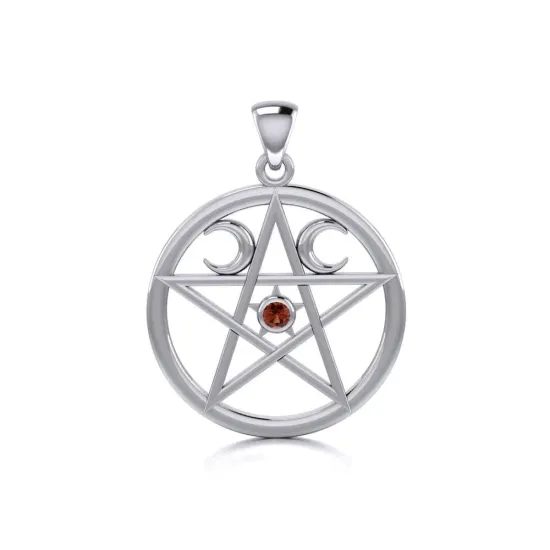 PENTAGRAM WICCA, granát, stříbro 925