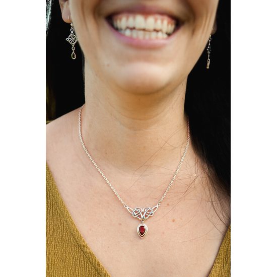 Violetta Celtic Silver Necklace With Garnet