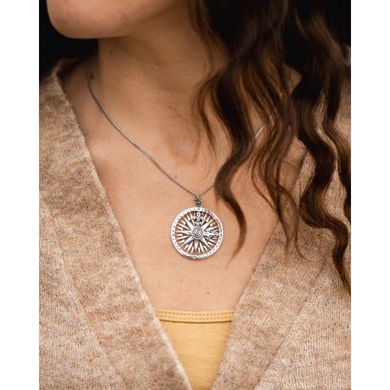 Nautical Compass Sterling Silver Pendant