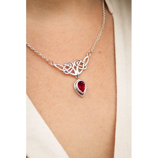 Violetta Celtic Silver Necklace With Garnet