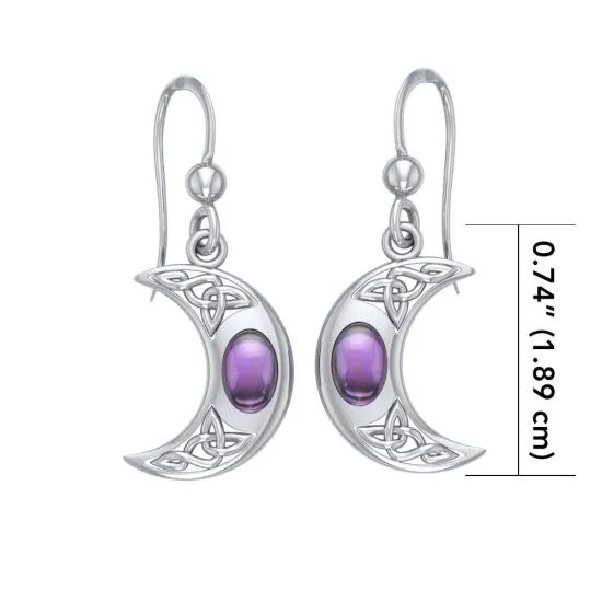 Silver Moon Earrings With Ametyst.