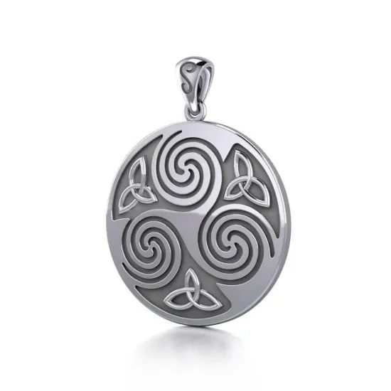 Celtic Sterling Silver Pendant Spiral Triskelion