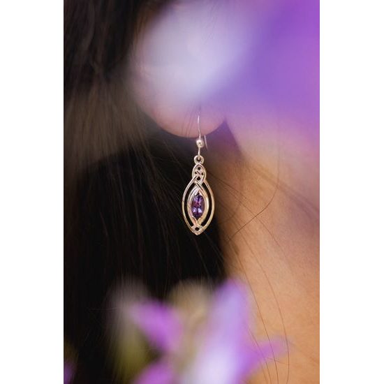 NÁUŠNICE S BROUŠENÝMI AMETYSTY, Ag 925