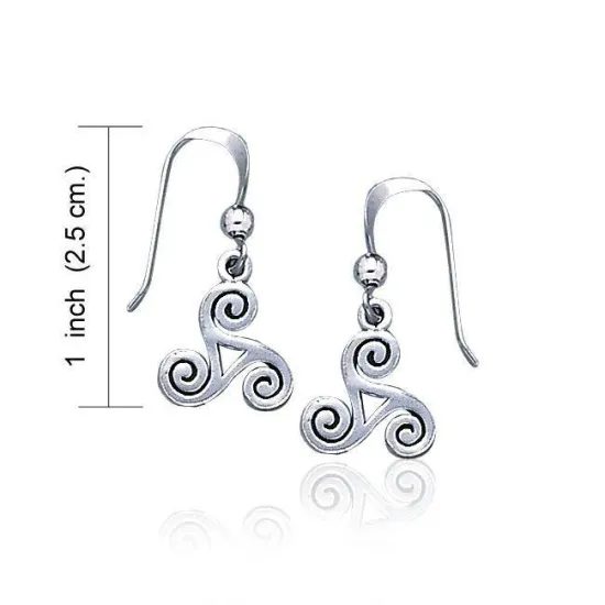 Celtic Triskele Silver Pendant and Earrings Chain Set