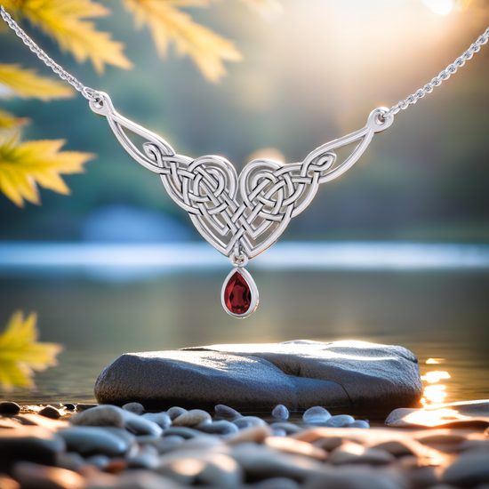LADY AVALON, stříbrný náhrdelník s granátem, Ag 925