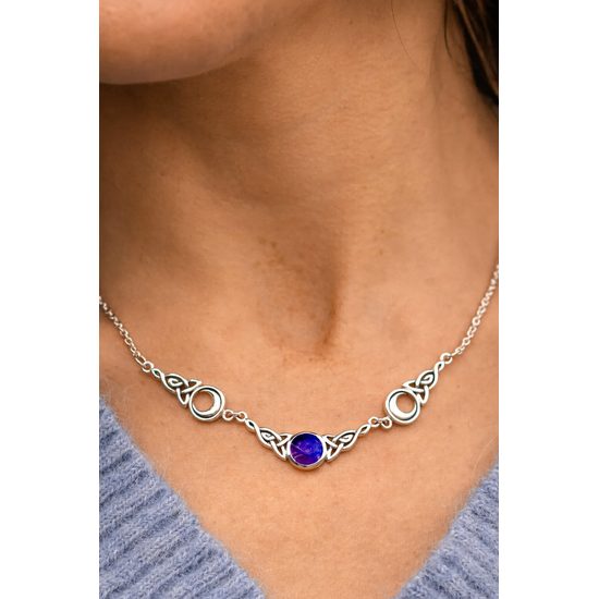 MĚSÍČNÍ FÁZE, stříbrný náhrdelník, ametyst