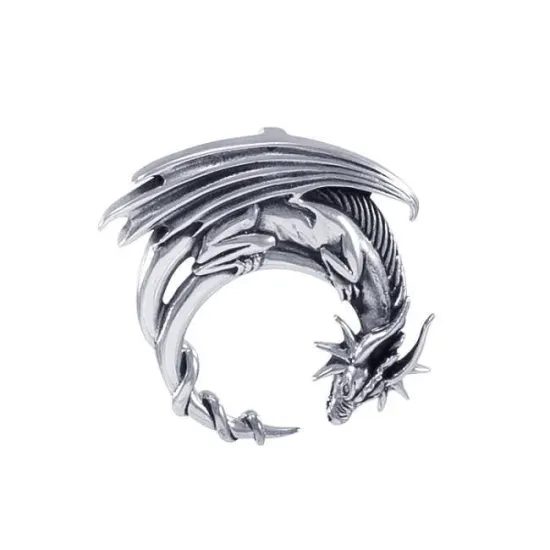 Moon Dragon Silver Pendant
