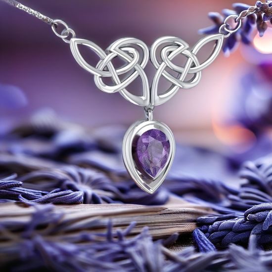 VIOLETTA, náhrdelník s ametystem, Ag 925