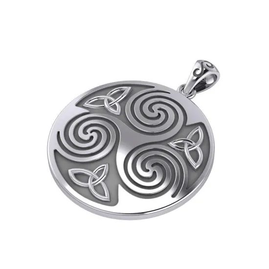 Celtic Sterling Silver Pendant Spiral Triskelion