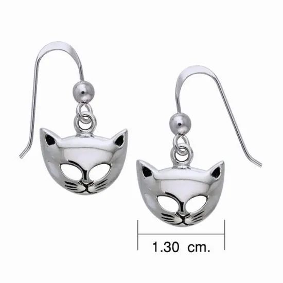 Cat Mask Silver Earrings