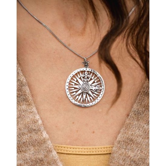 Nautical Compass Sterling Silver Pendant