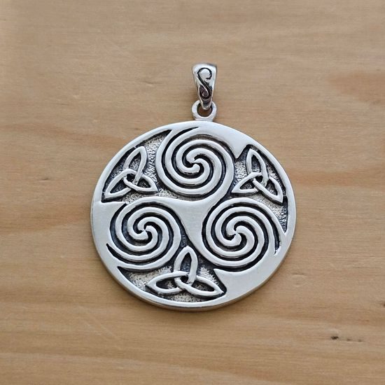 Celtic Sterling Silver Pendant Spiral Triskelion