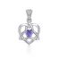 Celtic Trinity Heart Silver Pendant with Amethyst