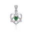 Keltské srdce se smaragdovým sklem, stříbrný přívěsek