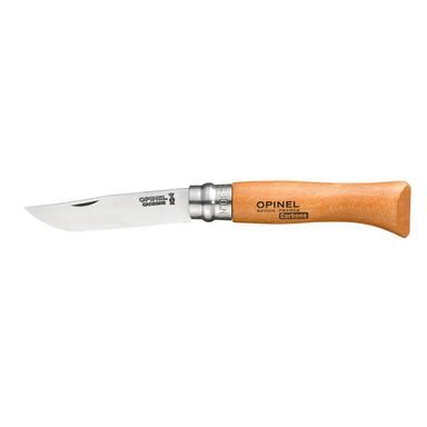 Opinel VRN N°08 Couteau pliant au carbone avec manche en chêne (avec étui et coffret en bois)