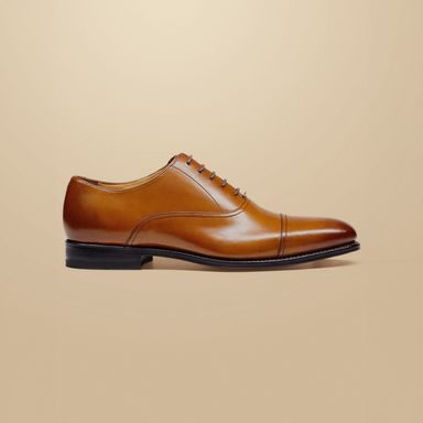 Charles Tyrwhitt Leather Oxford Brogue Shoes — Dark Tan