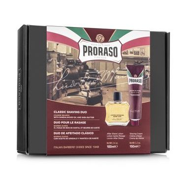 Coffret cadeau de crème nourrissante et après-rasage Proraso Red - bois de santal