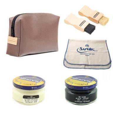 Kit de nettoyage pour chaussures Saphir avec pochette à fermeture éclair