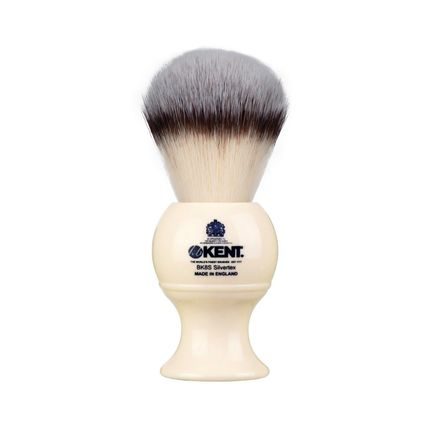 Blaireau de rasage moyen Kent BK8S en poils synthétiques - blanc