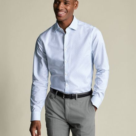 Charles Tyrwhitt Non-Iron Stretch Slim Fit Shirt — White And Sky