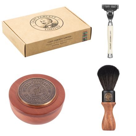 Coffret cadeau savon, brosse et rasoir Mach 3 Cpt. Fawcett Scapicchio
