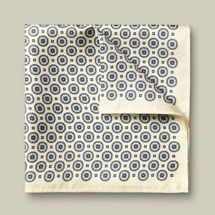 Charles Tyrwhitt Medallion Silk Pocket Square — Cream