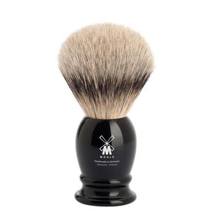 Blaireau de rasage moyen Mühle Classic en pois de blaireau (silvertip badger, résine noire)