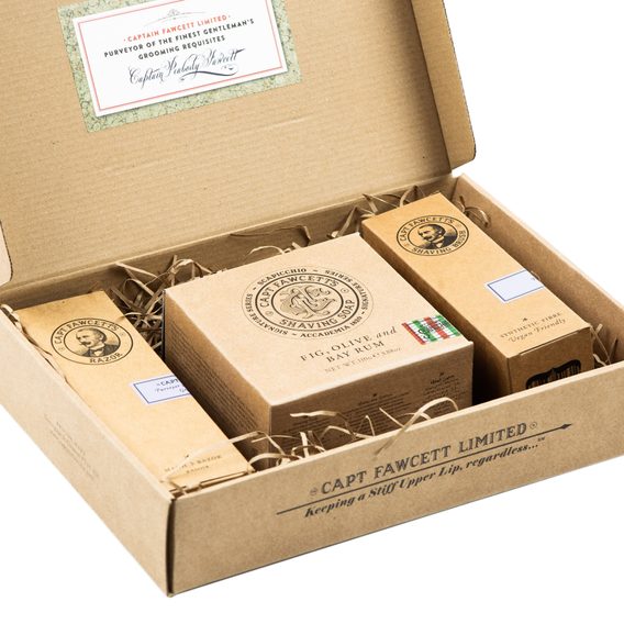 Coffret cadeau savon, brosse et rasoir Mach 3 Cpt. Fawcett Scapicchio