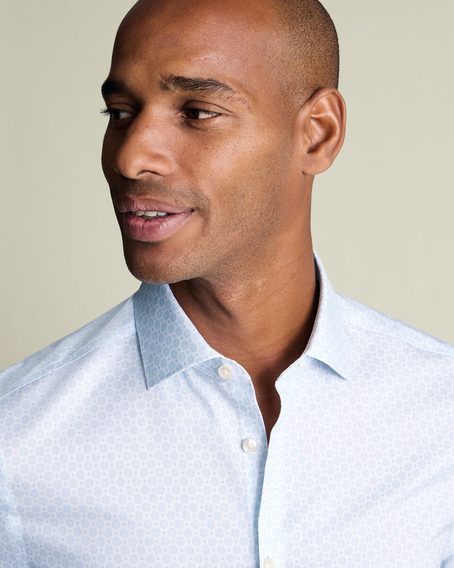 Charles Tyrwhitt Non-Iron Stretch Slim Fit Shirt — White And Sky