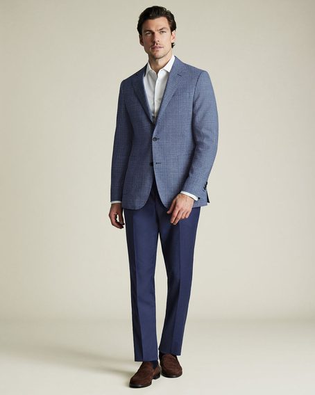 Charles Tyrwhitt Wool Linen Silk Jacket — Indigo Check