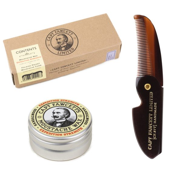 Coffret cadeau cire à moustache et peigne pliable Cpt. Fawcett (CF.87T) - Expedition Strength