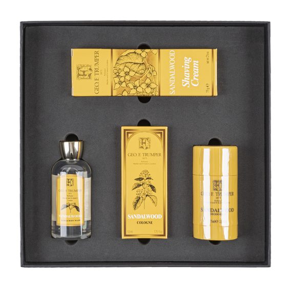 Coffret cadeau eau de Cologne, déodorant gel douche et crème à raser Geo F. Trumper Sandalwood