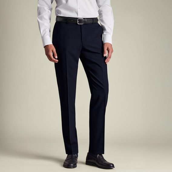 Charles Tyrwhitt Check Suit Trousers — Navy