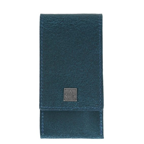Set de manucure trois pièces en acier inoxydable mat dans un étui en cuir Erbe Solingen - bleu